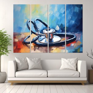 Stethoscope Painting Canvas Print, Therapist Gift, Hospital Wall Art, Framed and Ready to Hang image 5