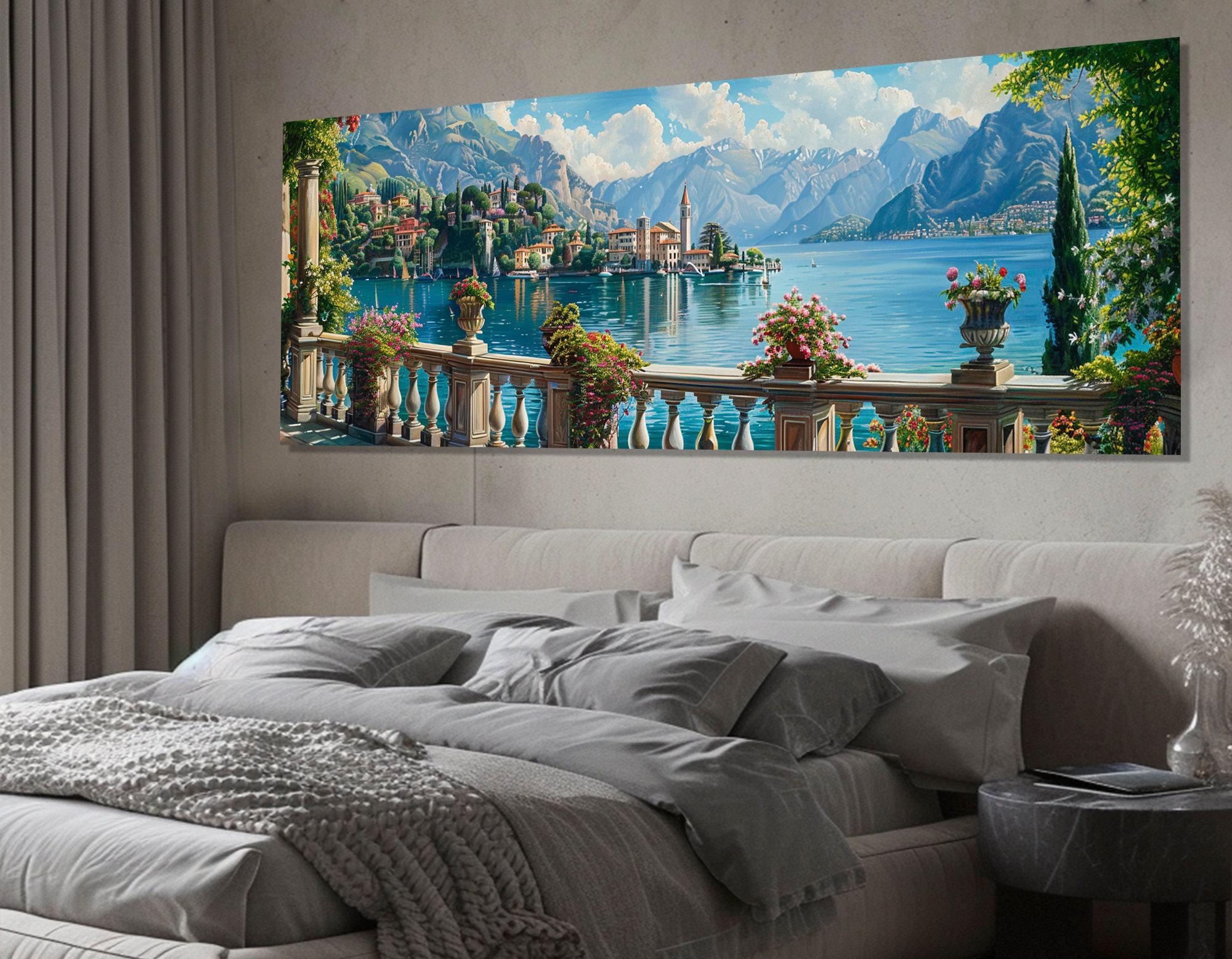 風景画 コモ湖 キャンバスプリント、イタリアのコモ湖 ウォールアート