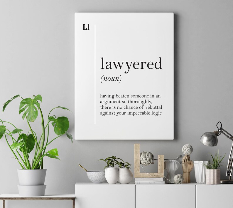 Lawyer Gift Lawyered Definition Canvas Print Lawyer Canvas Art Etsy