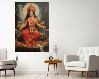 ヴィンテージ インドのヒンドゥー教の女神マタ マタンギの絵画