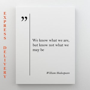 Stampa su tela con citazione di William Shakespeare, arte murale di Shakespeare