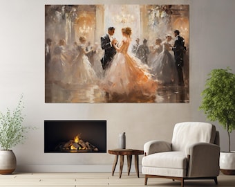 Ballroom Dancing Canvas Print, Vintage Dancing Painting, Dancing Wall Art, Retro Dancing Canvas Art, Framed and Ready to Hang