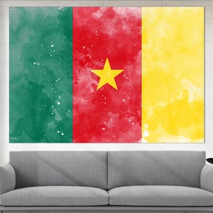 Cameroon Flag Canvas Print, Cameroon Wall Art, Flag of Cameroon Poster