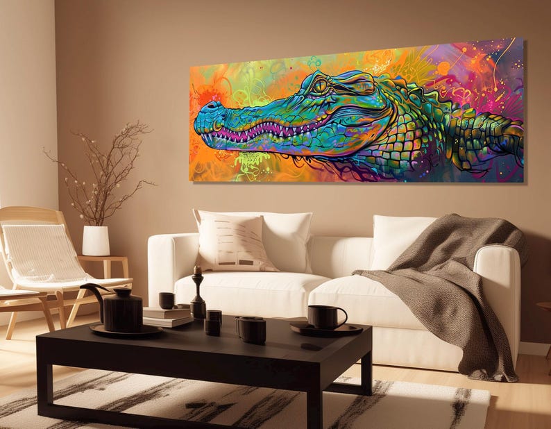 Abstract Crocodile Graffiti Style Painting Canvas Print, Alligator ...