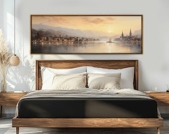 Abstract Zurich Canvas Print, Switzerland Painting, Swiss Wall Art, Framed and Ready to Hang