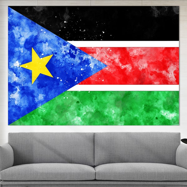 South Sudan Flag Canvas Print, South Sudan Wall Art, Flag of South Sudan Print