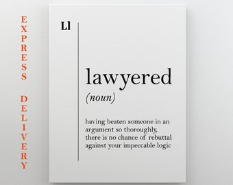 Lawyer Gift Lawyered Definition Canvas Print Lawyer Canvas Art Lawyer Poster Attorney Gift Office Decor Lawyer Wall Art Law Coworker Gift