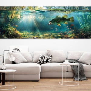 Largemouth Bass Canvas Print, Fishing Wall Art, Fishing Painting, Fisherman Gift, Fishing Wall Decor, Fishing Art, Framed and Ready to Hang
