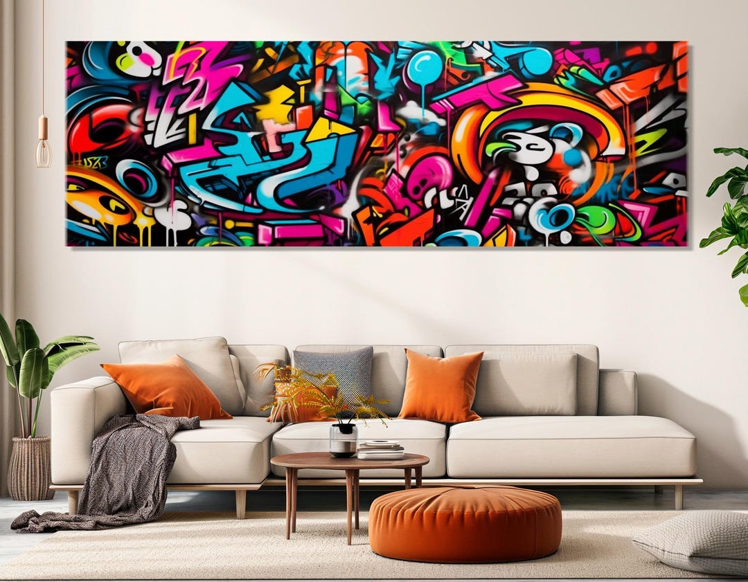 Abstract Street Art Canvas Print, Urban Style Wall Art, Graffiti Canvas ...