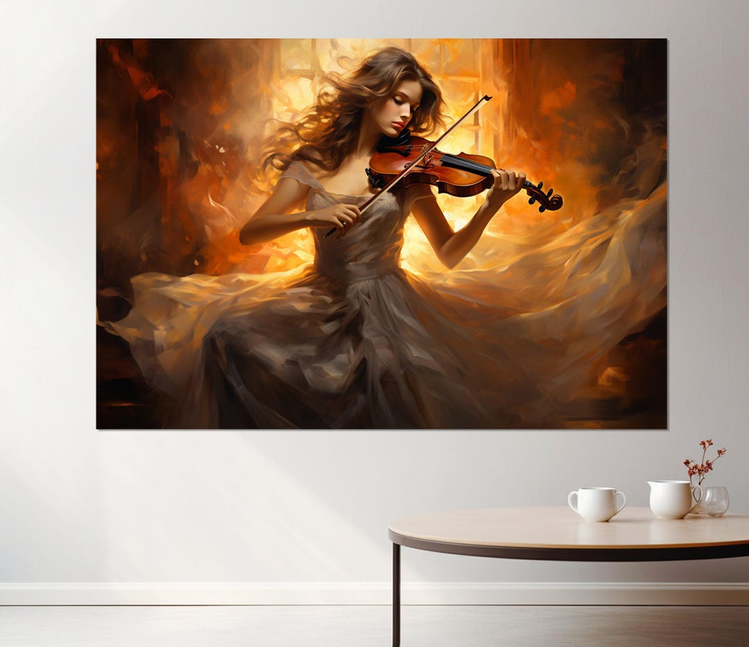 Abstract Violinist Girl Canvas Print, Violin Wall Art, Musician Gift ...