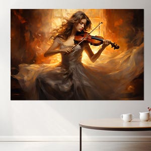 Abstract Violinist Girl Canvas Print, Violin Wall Art, Musician Gift, Violinist Gift, Framed and Ready to Hang