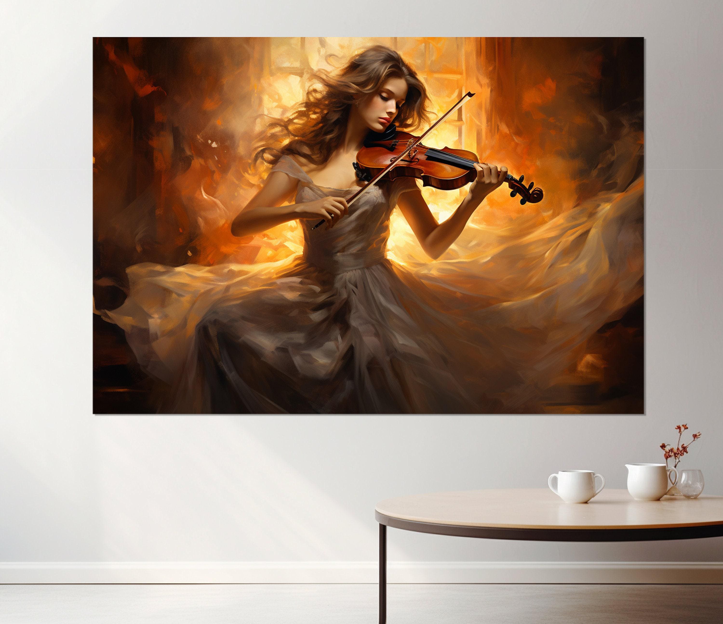 Abstract Violinist Girl Canvas Print, Violin Wall Art, Musician