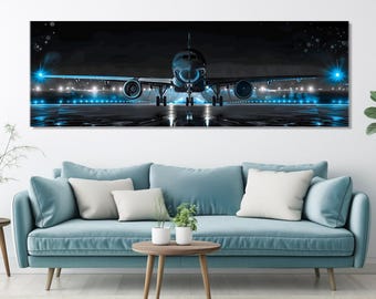 Large Aircraft Canvas Print, Plane Panoramic Poster, Aircrafts Wall Art, Pilot Gift, Transport Wall Art, Framed and Ready to Hang