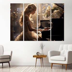 Beautiful Pianist Girl Canvas Print, Piano Wall Art, Musician Gift, Pianist Gift, Framed and Ready to Hang image 3