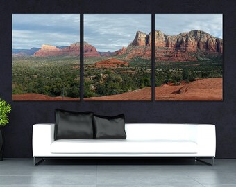 Sedona Mountain Panoramic Photo, Arizona Canvas Print, Arizona Photo Arizona Wall Art Sedona Red Rock Poster Nature Canvas Housewarming Gift