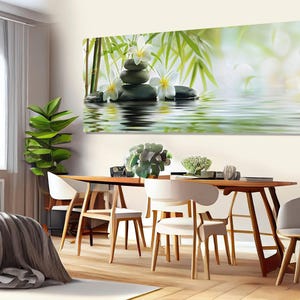 Modern Bedroom Wall Decor, Spa Abstract Canvas Print, Spa Wall Art, Bathroom Decor, Spa Stones Painting, Zen Art, Framed and Ready to Hang