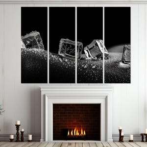 Arte mural erótico, impresión erótica abstracta en lienzo, arte mural sexy en blanco y negro, impresión de cubitos de hielo sobre cuerpo desnudo, enmarcada y lista para colgar. imagen 5