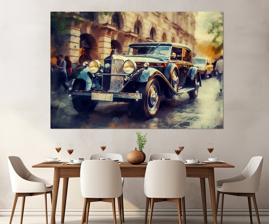 Vintage Car Canvas Print Retro Cars Wall Art Retro Club Etsy