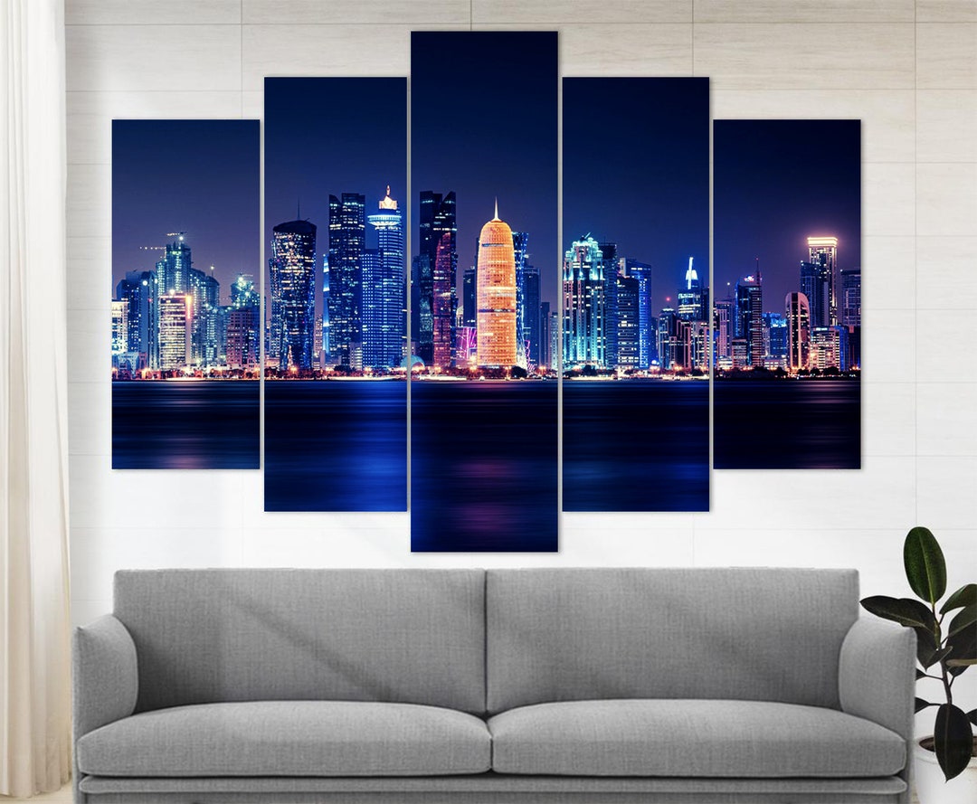 Doha Skyline, Doha Canvas Print, Qatar Print Doha Wall Decor Doha