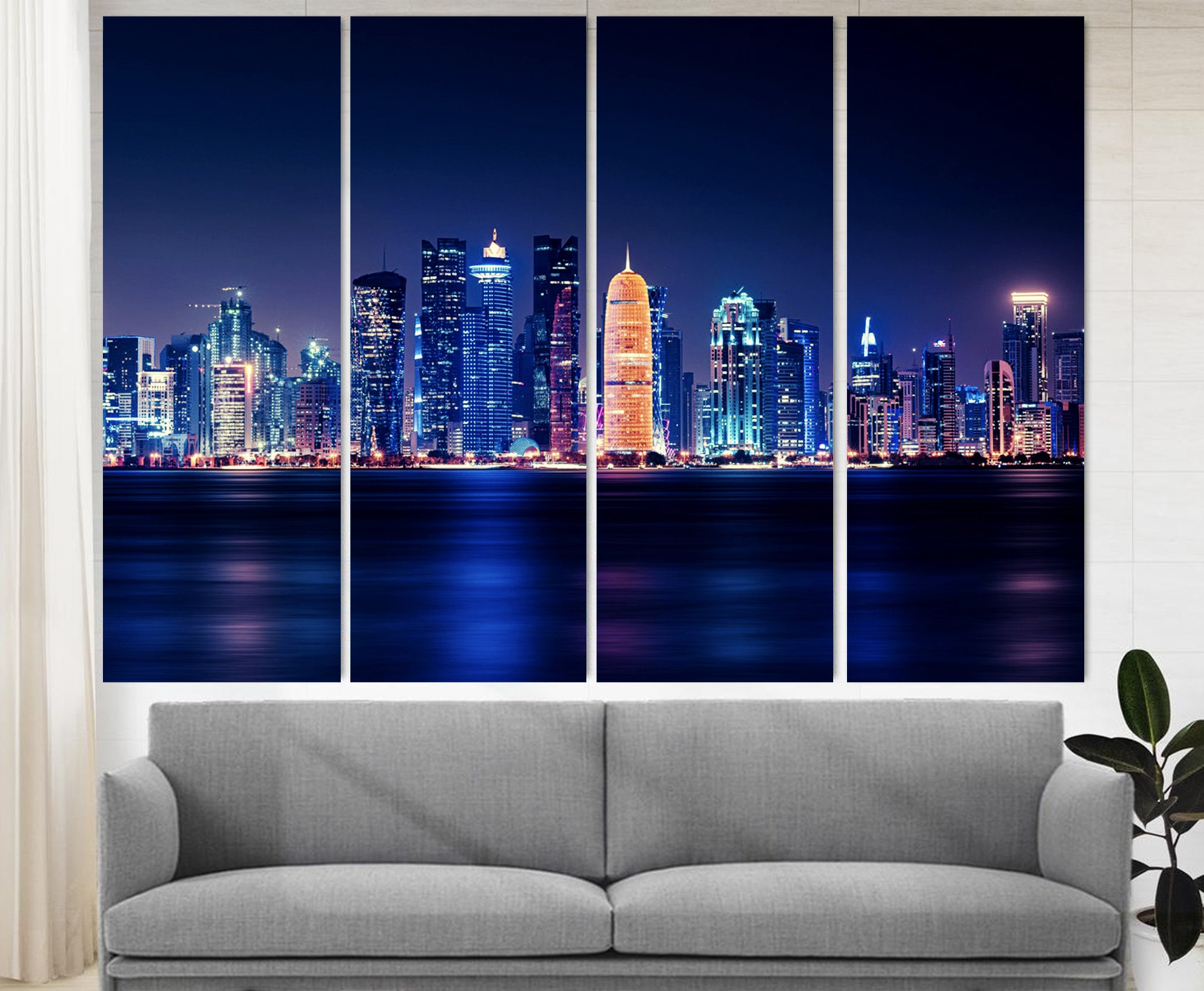 Doha Skyline Doha Canvas Print Qatar Print Doha Wall Decor Etsy