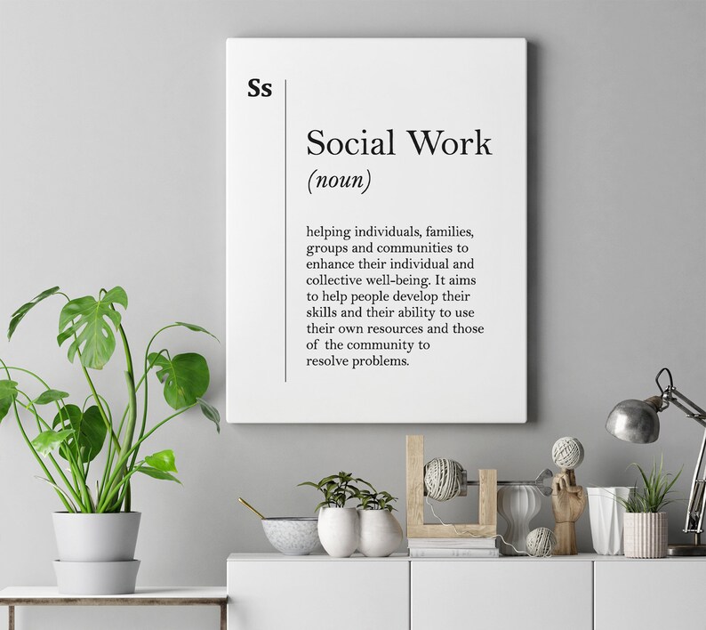 Social work definition canvas print social worker gift etsy