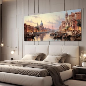 Venice Wall Art, Vintage Venice Canvas Print, Grand Canal of Venice Painting, Retro Venice Canvas Art, Framed and Ready to Hang