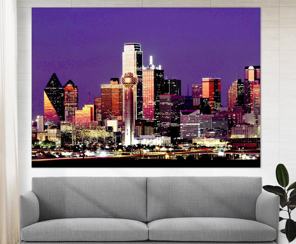 Dallas Skyline Dallas Canvas Print Dallas Wall Art Dallas Etsy
