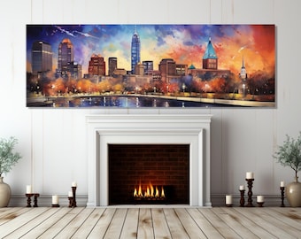 Impresión en lienzo de pintura abstracta de Indianápolis, arte de pared de Indianápolis, póster de Indianápolis, enmarcado y listo para colgar