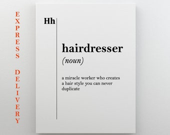 Hairdresser Canvas Art Definition Print Barber Gift for Stylist Coworker Decor Barbershop Wall Art Hairdresser Gift Professions Dictionary