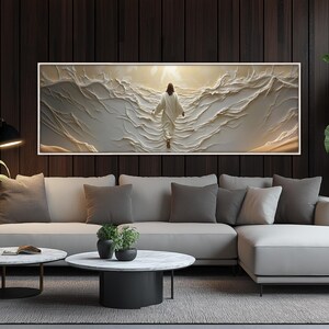 Jesus Walking on Water Soft White Tones Canvas Print, Religious Wall ...
