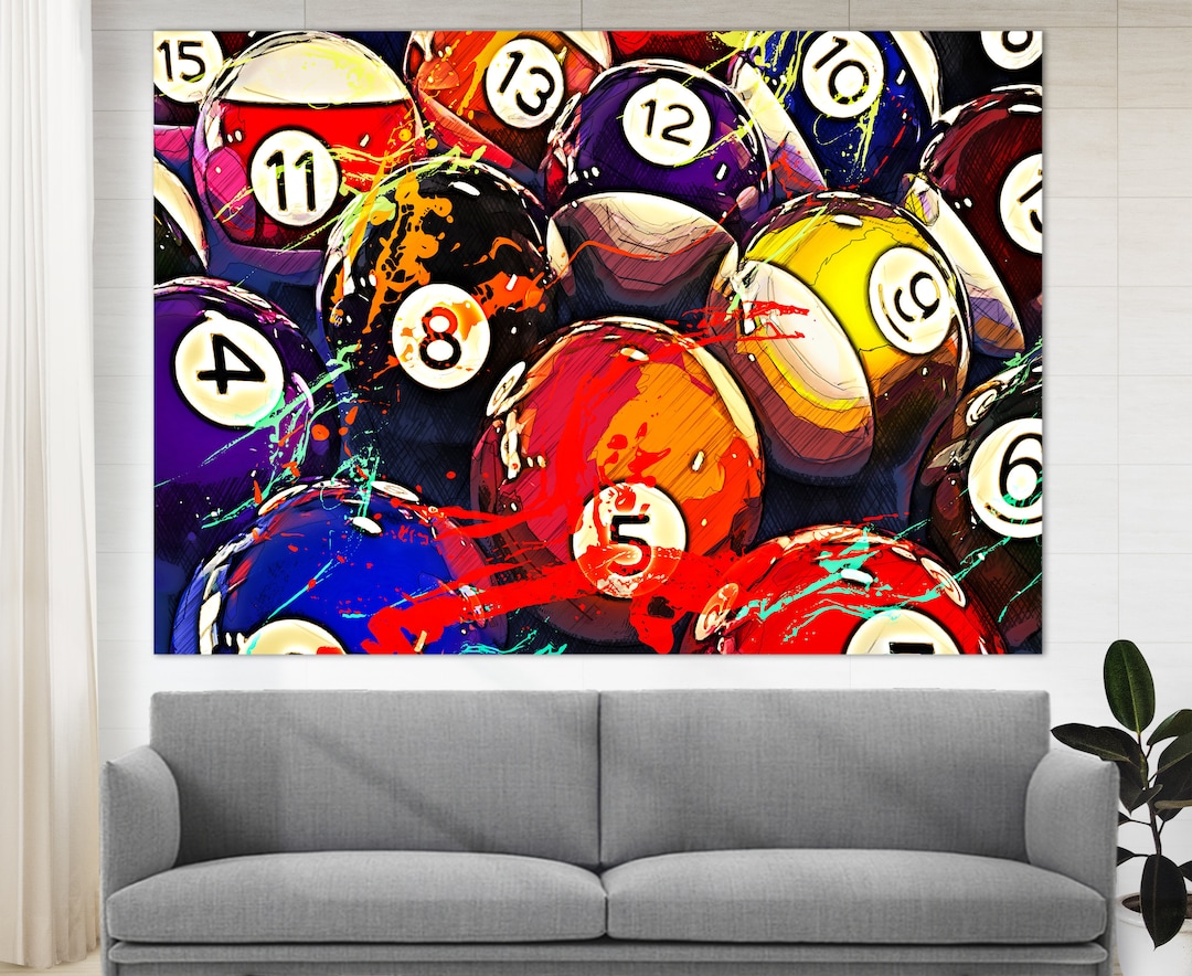 Billiards Canvas Art, Billiards Balls Canvas Print, Abstract Billiards ...