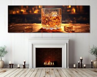 Glass of Whiskey Canvas Print, Whiskey Wall Art, Framed and Ready to Hang