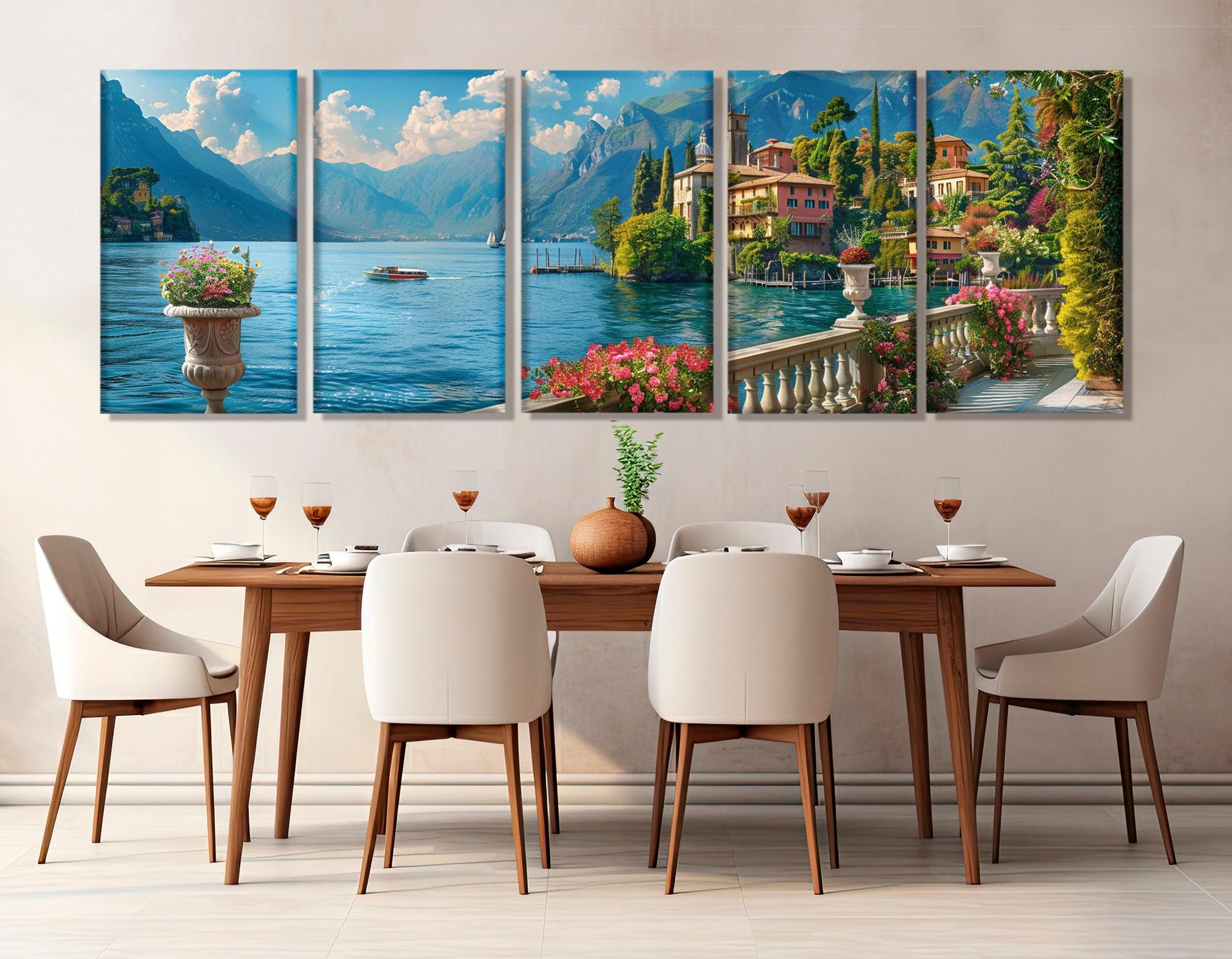 Beautiful Lake Como Coast Oil Painting Canvas Print, Italy Wall Art ...