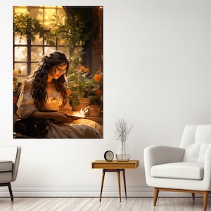 Hestia - Goddess of Hearth and Home Canvas Print, Greek Mythology Poster, Hestia Painting, Framed and Ready to Hang