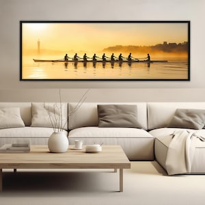 Scenic Rowing Framed Canvas Print, Rowing Wall Art, Rowing Painting, Rower Gift, Boating Canvas Art, Framed and Ready to Hang