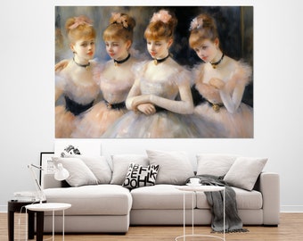Abstract Ballerinas Painting Canvas Print, Ballet Wall Art, Framed and Ready to Hang