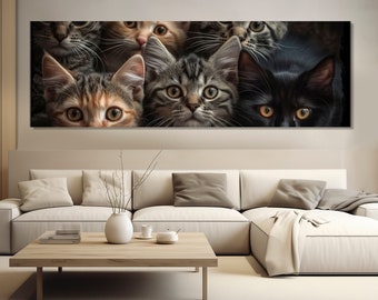 Cute Kittens Canvas Print, Cats Wall Art, Cat Lover Gift, Cat Mom Gift, Large Kittens Poster, Framed and Ready to Hang