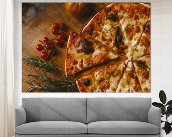 Pizza Canvas Print, Italian Food Poster, Restaurant Decor, Pizza Lover Gift, Kitchen Wall Art Food Photography, Pizzeria Wall Decor