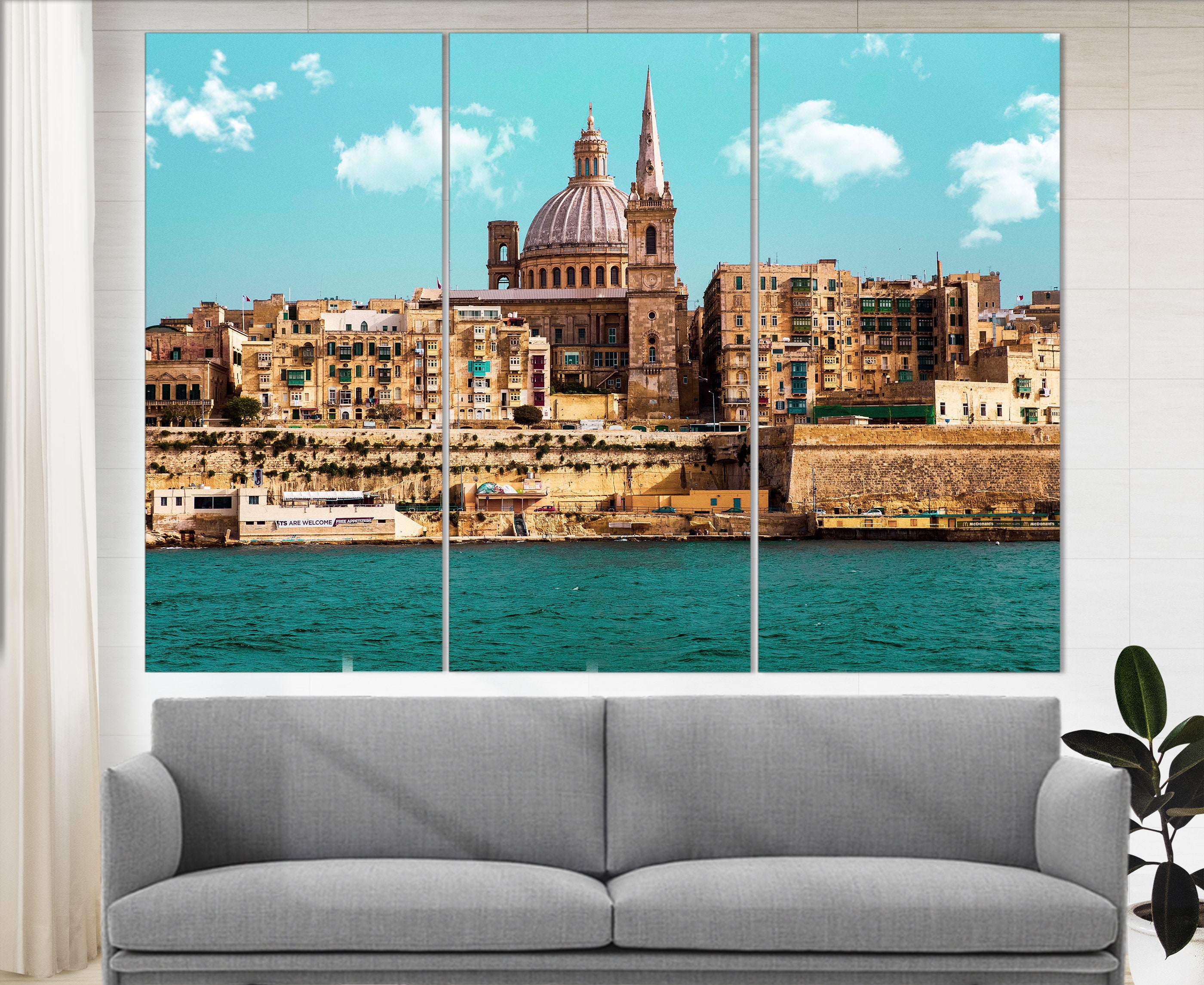 Malta Wall Art Valletta Skyline Malta Canvas Art Valletta Etsy