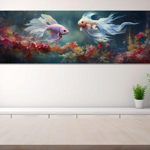Betta Fish Canvas Print, Betta Fish Painting, Underwater Wall Art, Aquarium Canvas Art, Framed and Ready to Hang