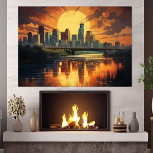 Abstract Minneapolis Canvas Print, Minneapolis Skyline, Minnesota Wall Art, Minneapolis Print, Minneapolis Decor, Framed and Ready to Hang