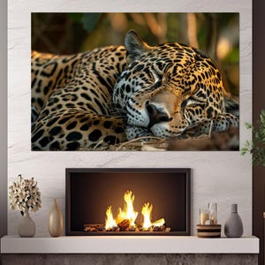 Jaguar Canvas Print, Jaguar Portrait Canvas Art, Jaguar Wall Art, Nursery Wall Decor, Sleepy Jaguar Photo, Framed and Ready to Hang