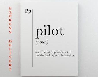 Pilot Canvas Art Pilot Definition Print Pilot Gift Coworker Gift Military Gift Aviation Wall Art Professions Home Office Decor Scandinavian