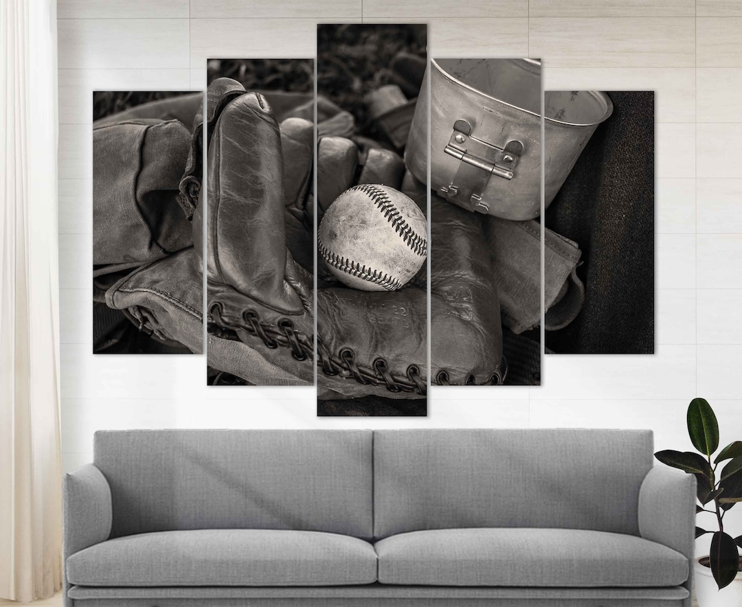 Vintage Baseball Canvas Print Baseball Wall Art Baseball Fan Etsy