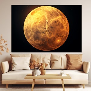 Planets Wall Art, Abstract Venus Canvas Print, Venus Painting, Framed and Ready to Hang