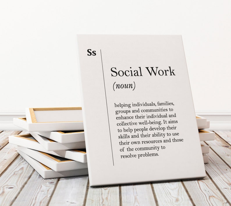 Social work definition canvas print social worker gift etsy