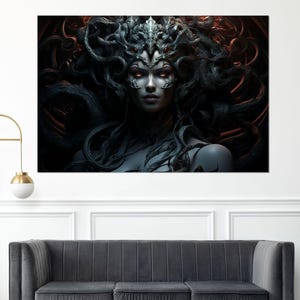 Medusa Gorgon Painting Canvas Print, Greek Mythology Wall Art, Framed and Ready to Hang