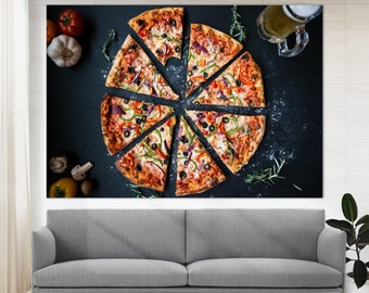 Pizza Canvas Art, Pizza Print, Pizza Wall Art, Kitchen Wall Decor, Restaurant Decor, Pizza Lover Gift, Pizzeria Decor