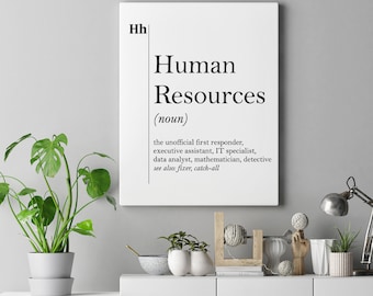 HR Office Decor Human Resources Gift Hr Canvas Art Hr Definition Print Recruiter Coworker New Job Gift Hr Decor Professions Scandinavian Art