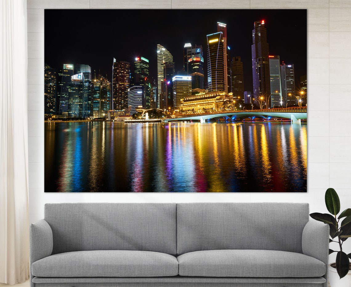 Singapore Skyline Singapore Canvas Print Singapore Wall Art Etsy
